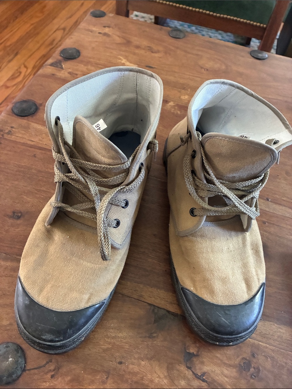 Men's Tan Canvas High-Top Lace-Up Boots